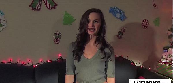  Lily Carter tells us her horny Christmas wishes before satisfying herself in both holes